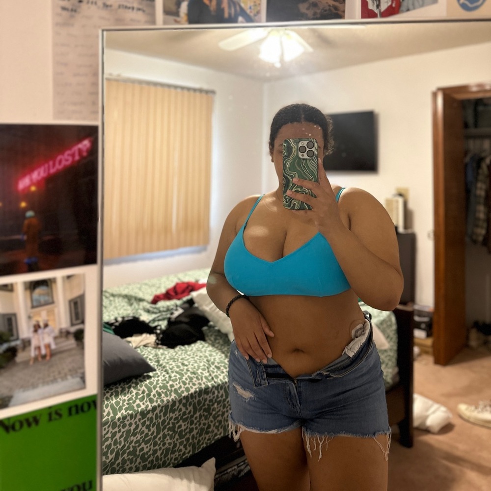 bright blue bikini top
